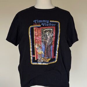 Black Graphic T-Shirt with Grim Reaper Design